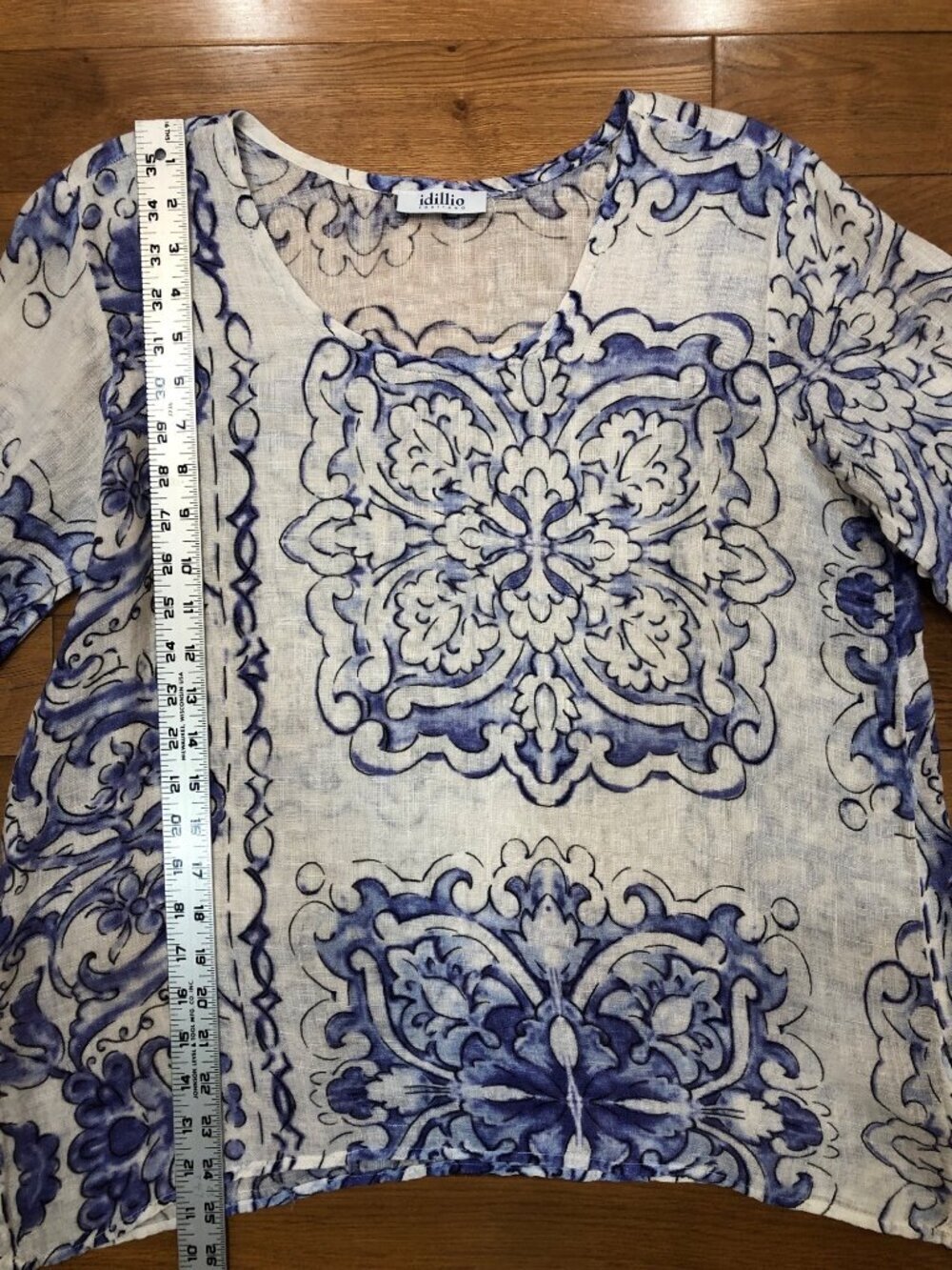 idillio Positano 100% Linen Purple & White Floral Scoop Neck Pullover Size S - Picture 5 of 11